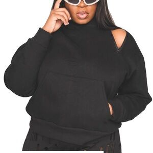 Black Cut-Out Shoulder Women's Top